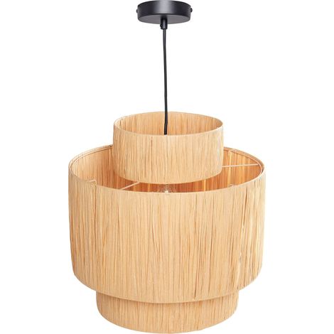 Lampada a sospensione in foglia di palma 3 livelli in stile Boho Colore naturale Magech