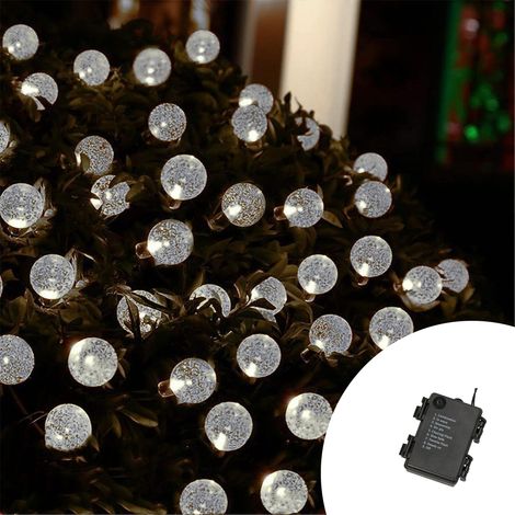 Catena decorata con 60 Perle a Led Bianco Freddo 9 metri cavo verde a batteria Wisdom (1/5)