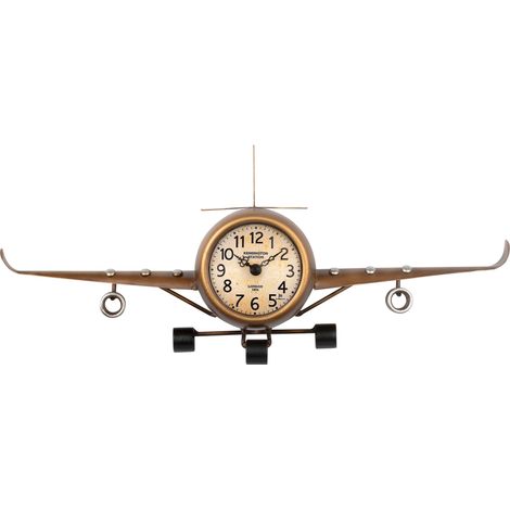 Lowell Orologio Aeroplano da Tavolo o Parete Metallo 41 x 16 x 8 Cm Gold