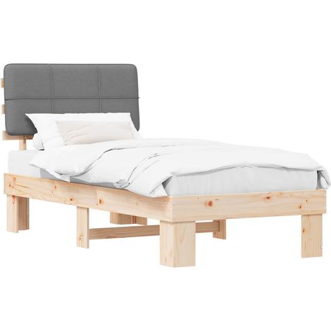 Bed Frame with Upholstered Headboard Light Grey 80 x 200 cm vidaXL (1/5)