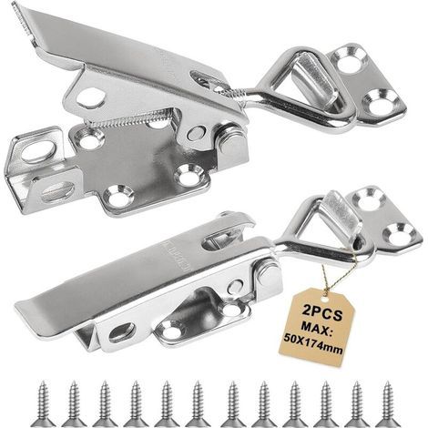 2Pcs Loquet à Bascule Pince Acier Inox Max.50x174mm, Sauterelle de Serrage Réglables 60mm, Fermeture a Levier Capacité de Rétention 17KN Fermoir a Levier Sauterelles de Menuisier pour Armoire (1/5)