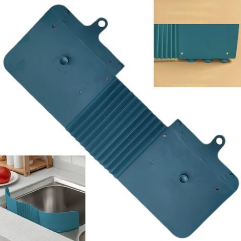 Protection Anti éclaboussures Dispositifs - Bleu Foncé, 1 Pièce, Robinet D'évier Eclaboussure, Réutilisable Tapis Evier pour Convient Plan de Travail Salle Bain Cuisine (1/5)