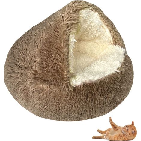 Nid d'hiver chaud en forme de coquillage pour chat, lit pour chat semi-entouré, niche fermée pour chien (1/5)