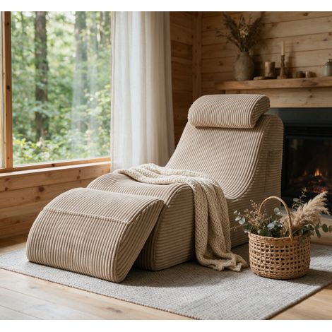 Fauteuil relax ultra-résistant charge 200kg, mousse HR, coussin déhoussable, poche intégrée, velours gris 160x66cm (1/5)