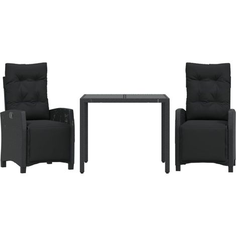 Maison Exclusive - 3-tlg. Garten-Essgruppe mit Kissen Schwarz Pol