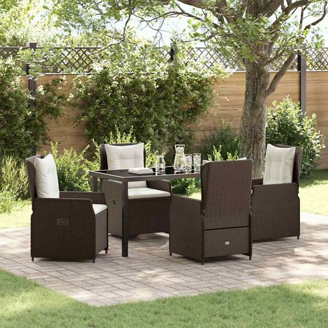 Garten Essgruppe 5 pcs Braun Poly-Rattan (1/5)