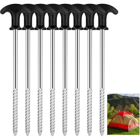 8 Pcs Piquets de Tente, Piquet de Tente a Visser, 21 cm Piquet Ancrage Sol, Piquets de Camping Robustes en Métal, Piquet de Fixation au Sol pour Tente Bâche Jardin Camping (1/5)