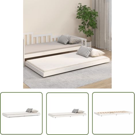 The Living Store Cadre de lit sans matelas blanc 80x200 cm bois massif de pin - Cadre De Lit - Lit Simple - Lit En Bois - Bois Massif - Pin (1/5)