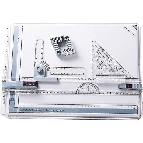 Table à dessin A3 en plastique incassable – Pieds antidérapants pour stabilité – Inclinaison réglable – Règles d'angle et rail de dessin parallèle (1/4)