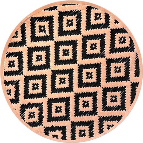 Set de table rond beige et noir en feuilles de Bambou - 38 cm (1/2)