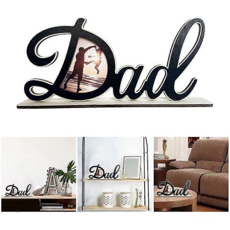 Cadre photo de bureau en bois pour papa, cadeau de fête des pères offert par son fils (1/4)