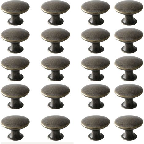 Türknöpfe, Schubladenknöpfe, Möbelknöpfe, runde Schrankknöpfe, antike Messingknöpfe, Griffe im Vintage-Chic-Stil, Schrankknöpfe für Küche und Schlafzimmer (20, Bronze) (1/4)