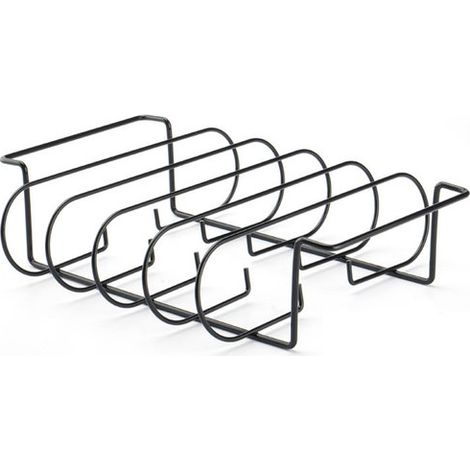 Parrilla para costillas - Parrilla para barbacoa - Acero inoxidable antiadherente - 31,3 x 25,3 x 7,3 cm - Plateada (1/5)