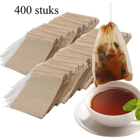 Confezione da 400 bustine da tè vuote biodegradabili - Bustine di carta filtro ultrafine per tè sfuso ed erbe aromatiche (1/5)
