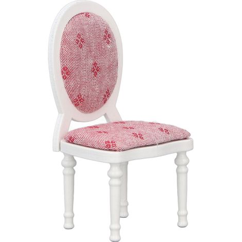 Chaise de maison de poupée blanche style rétro, en bois, à dossier haut, échelle 1:12, mini-meubles et ornements pour maison de poupée (1/5)