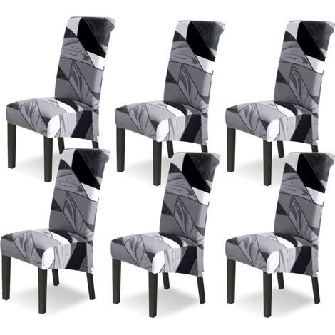 6PCS Housse de Chaise XL Extensible Salle à Manger Couverture de Chaise Grande Taille Amovible Lavable pour Décor Hôtel Cuisine (1/5)