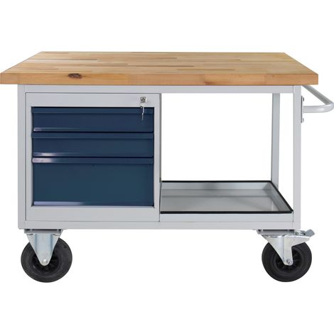 ADB 3 Schubladen Tischwagen Werkbank Wagen L 1300 x B 600 x H 827 mm max. 500 kg (1/5)