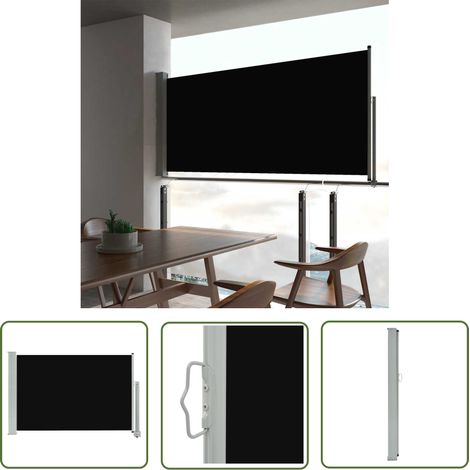 The Living Store Ausziehbare Seitenmarkise 60×300 cm Schwarz - Balkon-Markise - Sonnenschutz - Seitenmarkise - Gartensonnenblende - Terrassenüberdachung (1/5)