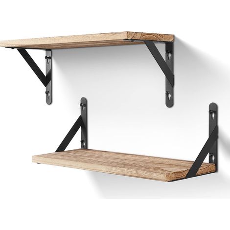 Lot de 2 étagères murales en Bois - Profondeur : 15 cm - Longueur : 42,5 cm - pour Salon, Chambre à Coucher, Salle de Bain, Cuisine, Bureau (1/5)