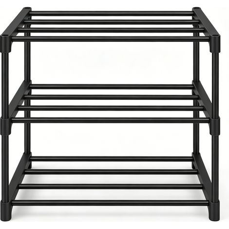 Offenes Schuhregal aus schwarzem Metall, 3 Ebenen, 42 x 30 x 37 cm MODENUIT (1/5)