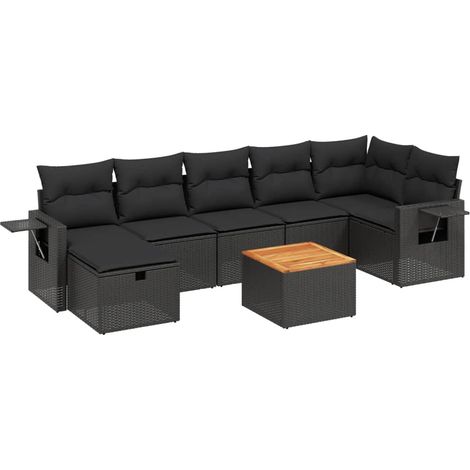 Set Divani da Giardino con Cuscini 8 pz Nero in Polyrattan vidaXL (1/4)