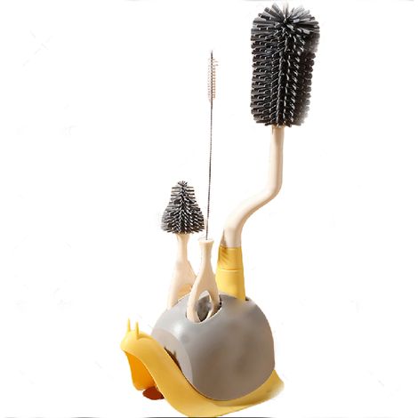 Brosse Pour Biberon - Manche Long - Tête En Silicone Alimentaire Et Brosse À Paille En Nylon - Pour Biberons, Gourdes Et Accessoires De Tire-Lait - Lot De 4 (1/5)