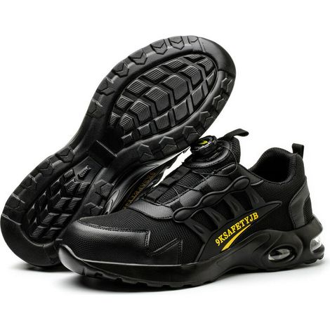 GABRIELLE - Zapatos de seguridad ligeros y transpirables con puntera de acero, antideslizantes, antiperforación, con burbujas de aire y botón de ajuste para hombre y mujer, talla 39 (1/5)