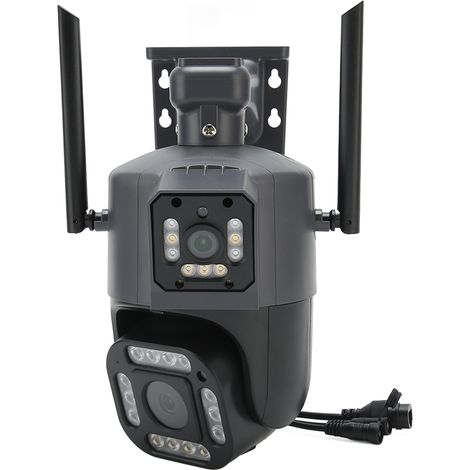 Caméra de surveillance extérieure intelligente 4 MP sans fil avec trois objectifs, surveillance à distance, zoom automatique et suivi de mouvement, prise UE AC100-240 V (1/5)