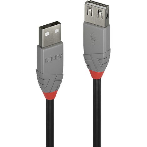 LINDY USB-Kabel USB 2.0 USB-A Stecker, USB-A Buchse 5.00 m Schwarz, Grau 36705