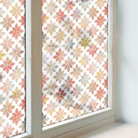 Fensterfolie 50x100 cm Folie für Badezimmer Büro PVC Sichtschutz Fenster Milchglas Selbstklebend Blickdicht Dekorfolie Dekorativ Blumenschönheit