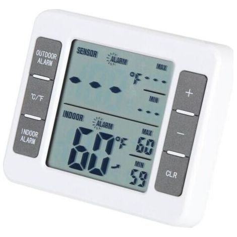 FLITI Kabelloses digitales Eins-zu-eins-Gefrierschrankthermometer mit Innen-/Außentemperatursensor und akustischem Alarm