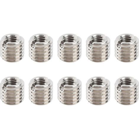 10 piezas de reductores de reparación de tuercas insertables M6 x 1.0 hembra y M10 x 1.5 macho, herramienta de extensión de rosca, accesorio de fijación (1/4)