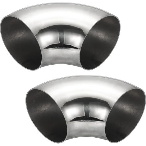 2pcs Coude À 90 Degrés Mandriné, 60mm OD En Acier Pour Échappement Raccord De Tuyauterie Inoxydable 304 Main Courante Escalier HVAC - 76mm (1/5)
