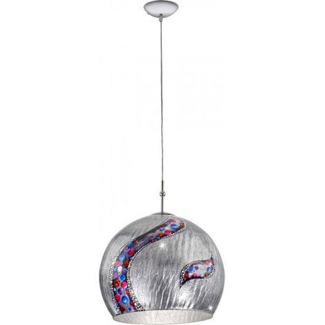 Kolarz LUNA - Designer Glass Dome Suspension Chrome Poli 1x E27 - Motif Kiss Silver (1/5)