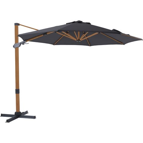 Axi Cyrus Premium Parasol Déporté Marron/Gris - Rectangulaire Ø 300Cm - Structure Aluminium - Rotation 360 - Inclinable - Résistant Aux Uv (1/5)