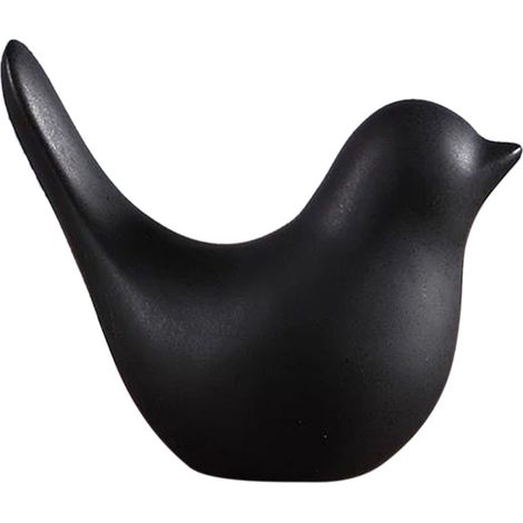 Oiseau Décor Céramique Noir et Blanc - Ornement de Table Intérieur Moderne Minimaliste - Dimensions 15 x 15 x 7 cm - 1 Pièce (1/3)