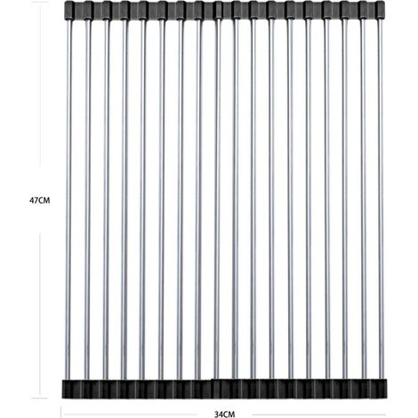 Egouttoir Vaisselle, Egoutoir Vaisselle Cuisine, Rangement et Organisation de Cuisine, Séche Vaisselle Pliable et Amovible, Accessoire Maison Pratique (Noir, 47 x 34 cm) (1/5)