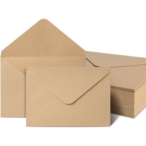 Confezione da 50 buste con patta appuntita. Design semplice e compatto per varie occasioni, biglietti, foto, inviti, (1/5)