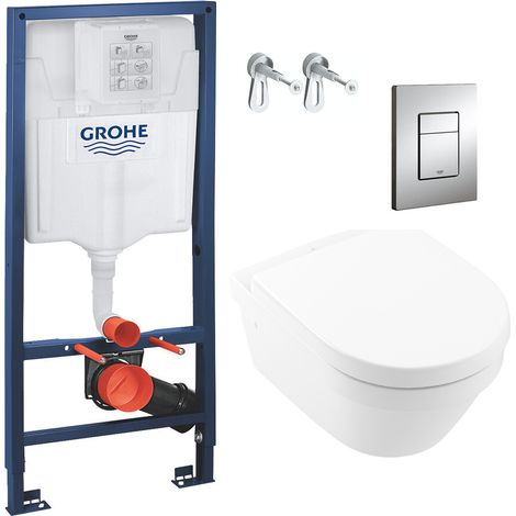 Grohe Pack WC Bâti Rapid SL + Cuvette Villeroy&Boch Architectura sans bride fixations invisibles (Architectura2Perfect-1)