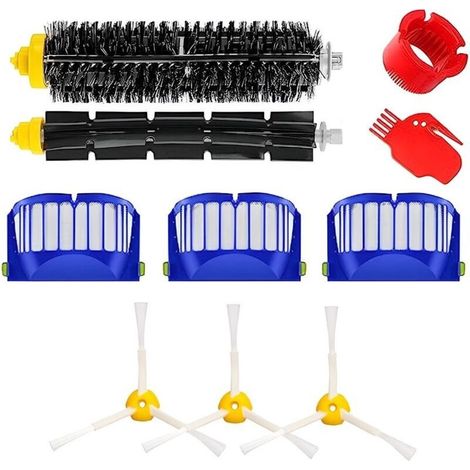 Kit filtre et brosse compatible avec les aspirateurs robots iRobot Roomba série 600 : 605, 615, 616, 620, 621, 630, 635, 650, 652, 660, 665, 671, 680, 690, 691 et 695 (1/4)