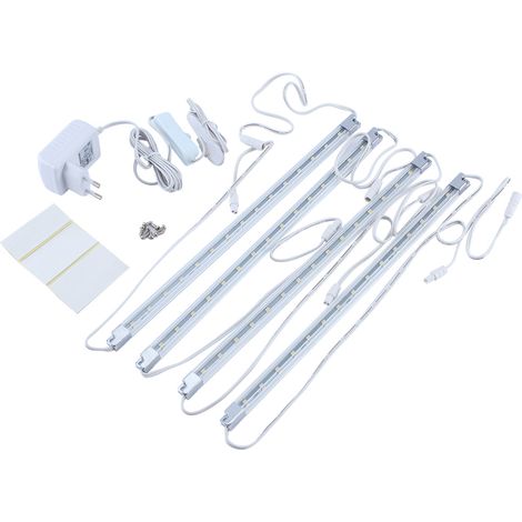 Lot de 4 bandes lumineuses LED à placer sous les meubles de cuisine, pour une économie d'énergie. (1/5)