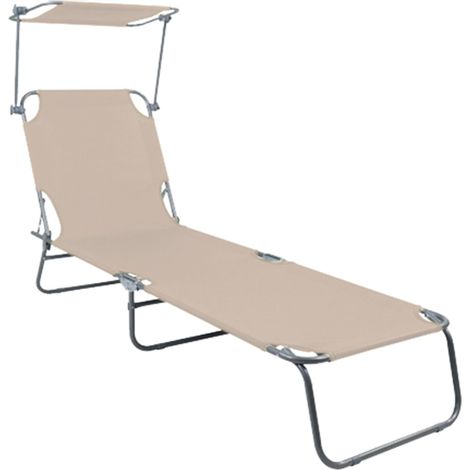 3-Bein Gartenliege Beige 186x55x24cm mit Dach-MGM4000BG (1/5)