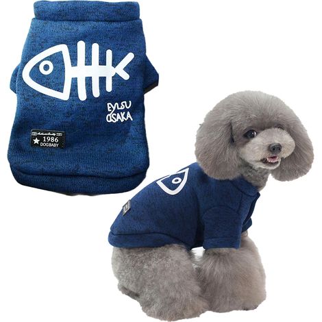 1 Manteau chien, coton doux, respirant, bleu, petit chien chat (1/5)