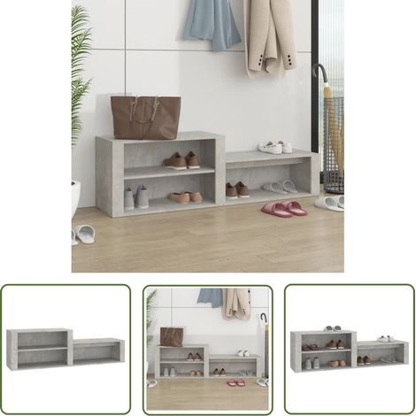 The Living Store Armoire à chaussures Gris béton 150x35x45 cm Bois d'ingénierie - Armoire À Chaussures - Meuble Chaussure - Étagère Chaussures - Rangement Chaussures - Meubles Entrée (1/5)