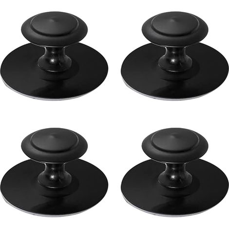 BEBUSINGOTO Lot de 4 poignées autocollantes pour tiroir, poignées d'armoire, poignées en acier inoxydable, pour armoires de cuisine, tiroirs, à retirer et à coller sans perçage (noir) (1/5)