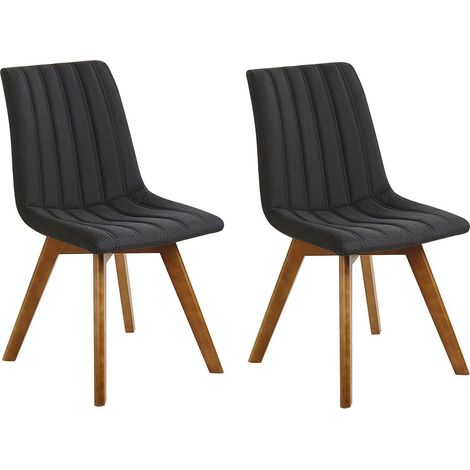 Set di 2 Sedie da Pranzo Gambe in Legno e Tessuto Nero Calgary