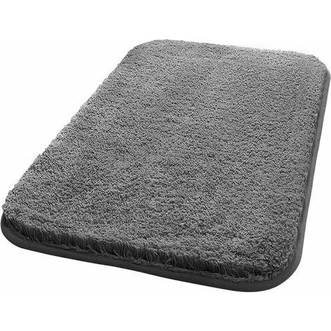 Extra Thick Bath Mat, Non-Slip and Absorbent Bathroom Mat, Machine Washable Chenille Rug (Grey, 40x60cm)