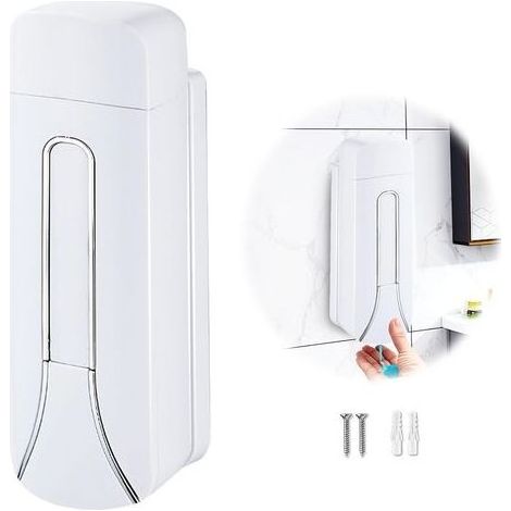 Distributeur de Savon Mural, Soap Dispenser pour Douche 350ml pour Cuisine Salle de Bain WC pour Gel Shampoing (Blanc) (1/5)