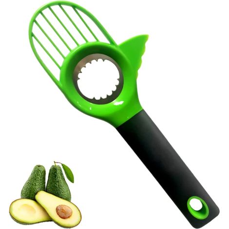 Cortador de aguacate 3 en 1 con mango de silicona, cuchillo multifuncional para frutas (1/5)