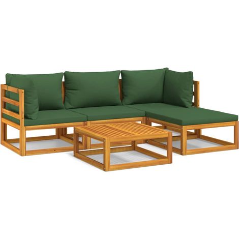 Maison Exclusive - Set Salotto da Giardino 5pz con Cuscini Verdi Legno Massello